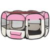 vidaXL Parque de perros plegable y bolsa transporte rosa 125x125x61cm