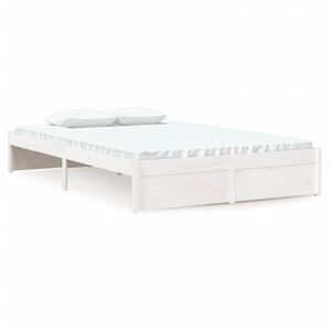 vidaXL Estructura de cama sin colch&oacute;n madera maciza blanco 120x200 cm