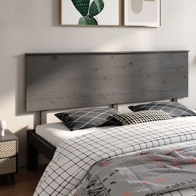 vidaXL Cabecero de cama madera maciza de pino gris 204x6x82,5 cm