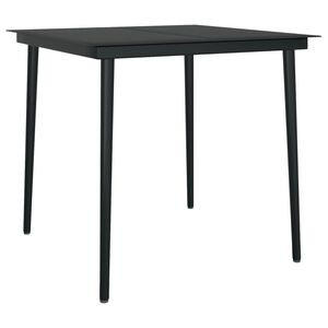 vidaXL Mesa de comedor de jard&iacute;n acero y vidrio negra 80x80x74 cm