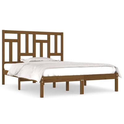 vidaXL Estructura de cama doble madera maciza marrón miel 120x190 cm