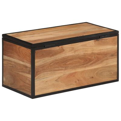 vidaXL Caja de almacenaje madera maciza acacia y hierro 60x30x30 cm