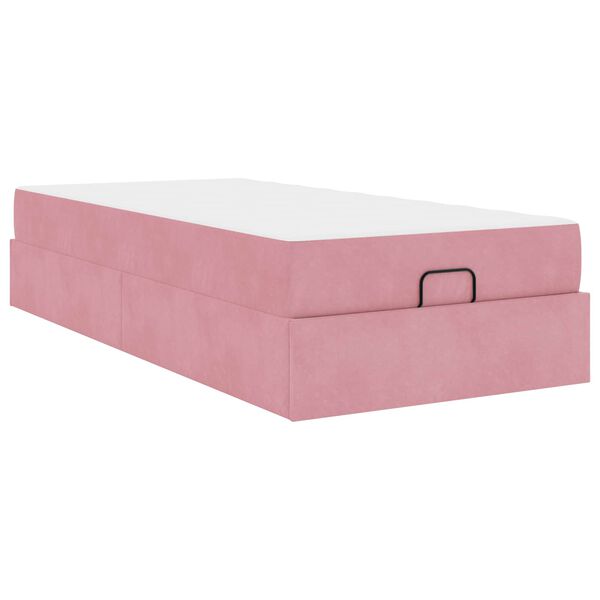 vidaXL Estructura de cama con colchón 2 pcs Rosa Terciopelo