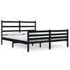 vidaXL Estructura de cama doble sin colch&oacute;n madera maciza negro