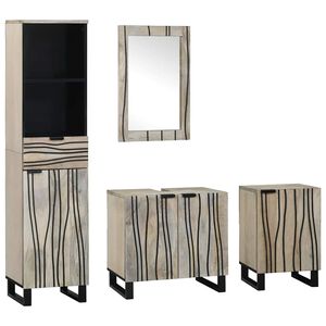 vidaXL Juego de muebles de ba&ntilde;o con caj&oacute;n 4 pcs Madera de Nogal Marr&oacute;n