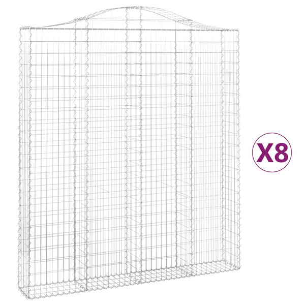 vidaXL Cestas de gaviones 8 uds forma de arco hierro 200x30x220/240 cm