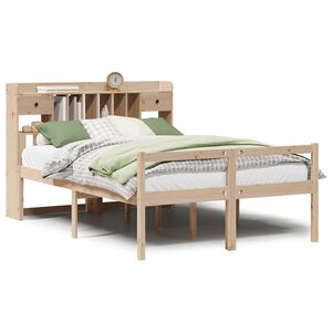 vidaXL Cama con estanter&iacute;a sin colch&oacute;n madera maciza de pino 140x190cm