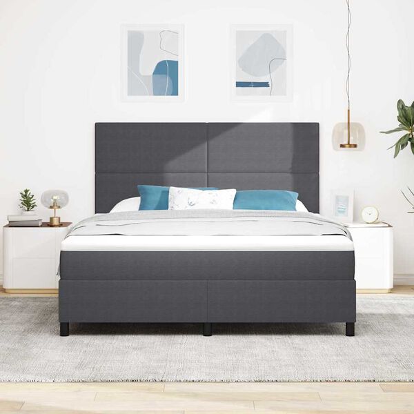 vidaXL Cama Box Spring LED Gris Oscuro y 180 x 200 cm Tela de Pana