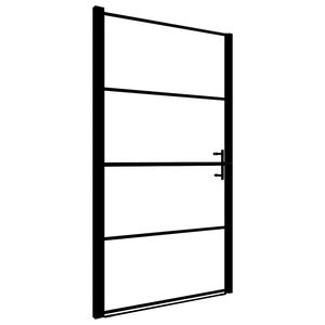 vidaXL Puerta de ducha de vidrio templado esmerilado negro 91x195 cm