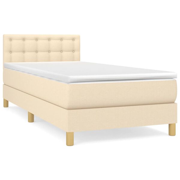 vidaXL Cama box spring con colch&oacute;n tela color crema 90x190 cm