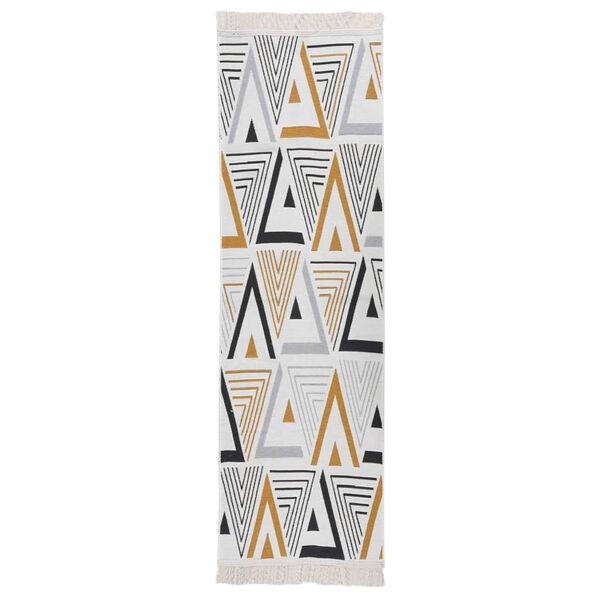 vidaXL Alfombra de algod&oacute;n amarilla y gris 80x300 cm