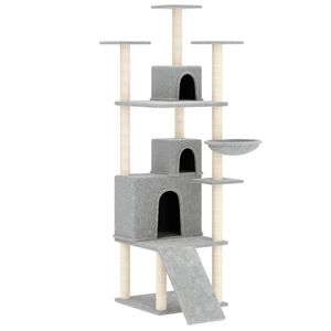 vidaXL Rascador para gatos con postes de sisal gris claro 175 cm