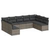vidaXL Set de muebles de jard&iacute;n 9 pzas y cojines rat&aacute;n sint&eacute;tico gris