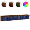 vidaXL Muebles de TV con luces LED 2 uds roble ahumado 100x30x30 cm