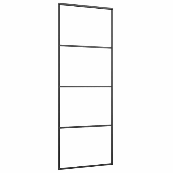 vidaXL Puerta corredera con set herrajes vidrio ESG aluminio 76x205 cm