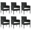 vidaXL Juego de comedor de jard&iacute;n 7 pzas rat&aacute;n sint&eacute;tico y acero negro