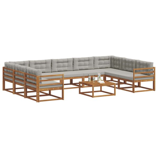 vidaXL Conjunto de sof&aacute;s de exterior 10 pcs Gris Natural y Claro