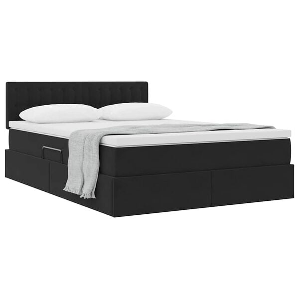 vidaXL Cama con almacenamiento Negro 140 x 190 cm Terciopelo