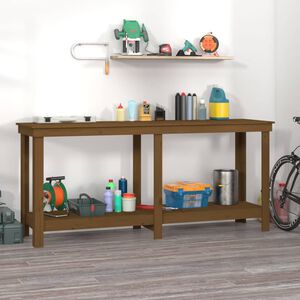 vidaXL Banco de trabajo madera maciza de pino marr&oacute;n miel 180x50x80 cm