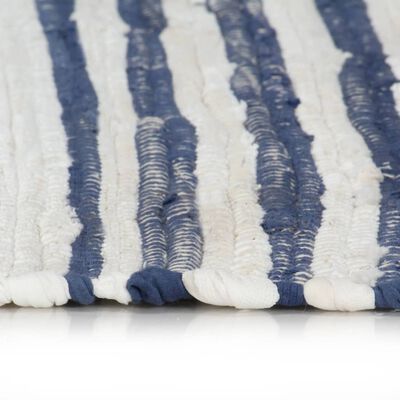 vidaXL Alfombra tejida a mano Chindi algodón 160x230 cm azul y blanco