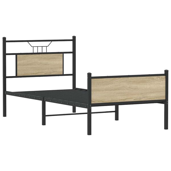 vidaXL Estructura de cama sin colchón madera roble Sonoma 75x190 cm