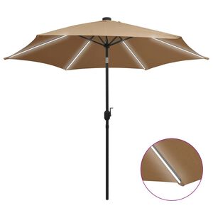vidaXL Sombrilla de jard&iacute;n con luces LED palo de aluminio taupe 300 cm