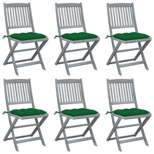 vidaXL Sillas plegables (6 unidades) con cojines, de madera maciza de acacia.