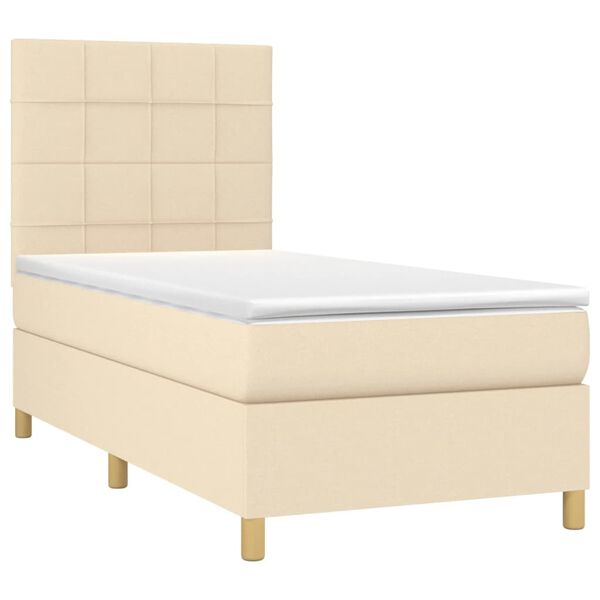 vidaXL Cama box spring con colch&oacute;n tela color crema 100x200 cm