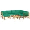 vidaXL Set de muebles de jardín 8 piezas bambú con cojines verde