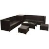 vidaXL Set muebles de jard&iacute;n 8 piezas y cojines rat&aacute;n sint&eacute;tico marr&oacute;n