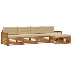vidaXL Conjunto de sof&aacute;s de exterior con coj&iacute;n 5 pcs Natural y Beige