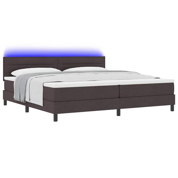 vidaXL Cama tipo Box Spring con LED Marr&oacute;n Oscuro 200 x 200 cm tela