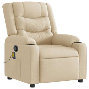 vidaXL Sill&oacute;n de masaje reclinable de tela crema