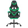vidaXL Silla gaming con reposapiés cuero sintético negro verde