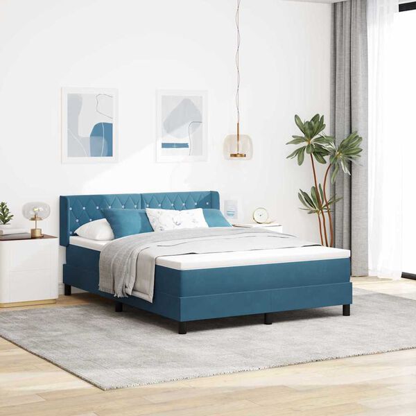 vidaXL Cama tipo Box Spring Azul Oscuro 200 x 160 cm Terciopelo