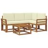 vidaXL Conjunto de sof&aacute;s de exterior con coj&iacute;n 5 pcs Natural y Crema