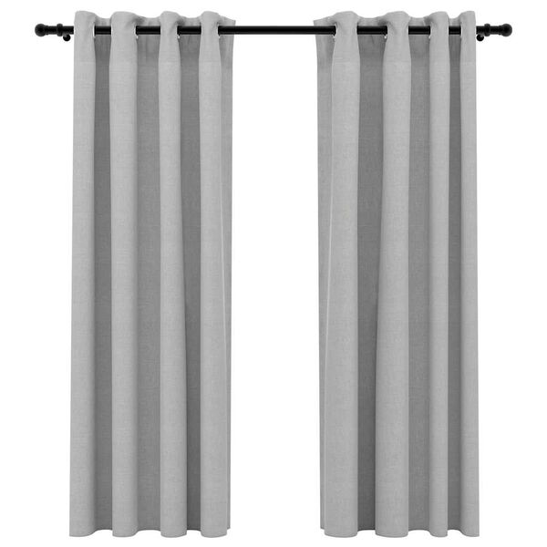 vidaXL Cortinas opacas con ojales look de lino 2 pzas gris 140x175 cm