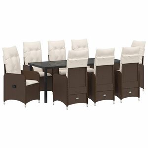 vidaXL Conjunto de Comedor de Jard&iacute;n 9 pcs Marr&oacute;n rat&aacute;n sint&eacute;tico