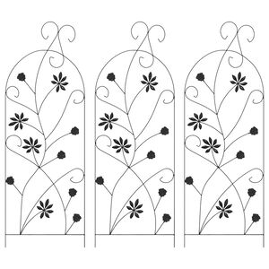 vidaXL Valla de Jard&iacute;n 3 uds. Negro 112 x 39,5 cm Acero