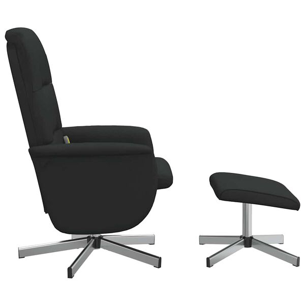 vidaXL Sill&oacute;n reclinable de masaje con reposapi&eacute;s tela negro