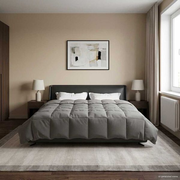 vidaXL Edred&oacute;n de Verano Acolchado Gris Claro 200 x 240 cm Microfibra