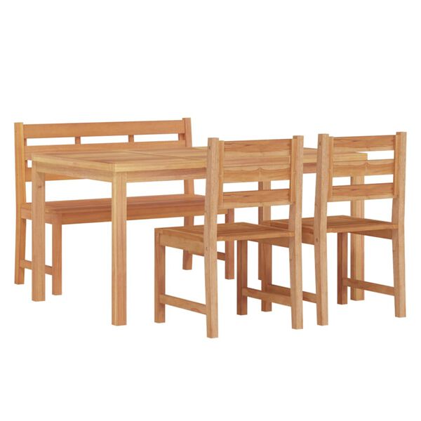 vidaXL Juego de comedor para jard&iacute;n 4 piezas madera maciza de teca