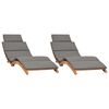 vidaXL Tumbonas con cojines 2 unidades madera maciza de teca