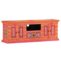 vidaXL Mueble de TV madera maciza de mango rosa 110x30x40 cm