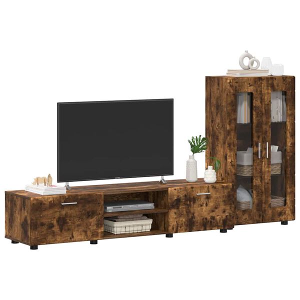 vidaXL Conjunto de mueble de TV con caj&oacute;n FLORIN Roble ahumado