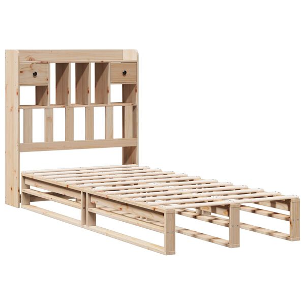 vidaXL Cama con estanter&iacute;a sin colch&oacute;n madera maciza de pino 100x200cm