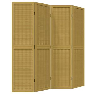 vidaXL Biombo separador de 4 paneles madera maciza paulownia marr&oacute;n