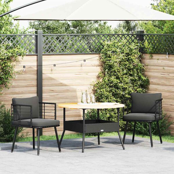 vidaXL Sillones de jard&iacute;n con cojines 2 uds rat&aacute;n sint&eacute;tico negro