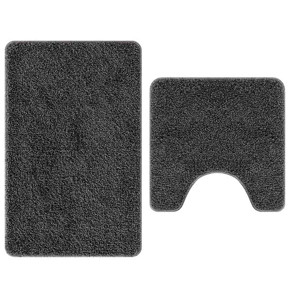 vidaXL Conjunto de alfombra de ba&ntilde;o antideslizante 2 pcs Gris oscuro
