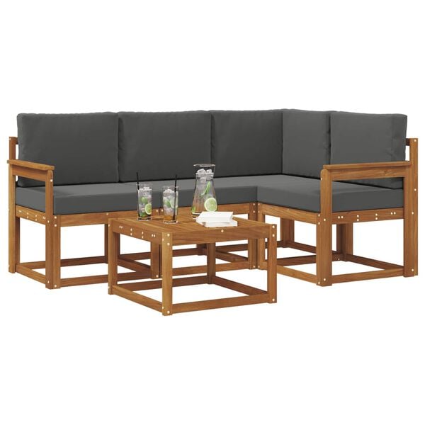 vidaXL Conjunto de sof&aacute;s de exterior 5 pcs Natural y Antracita